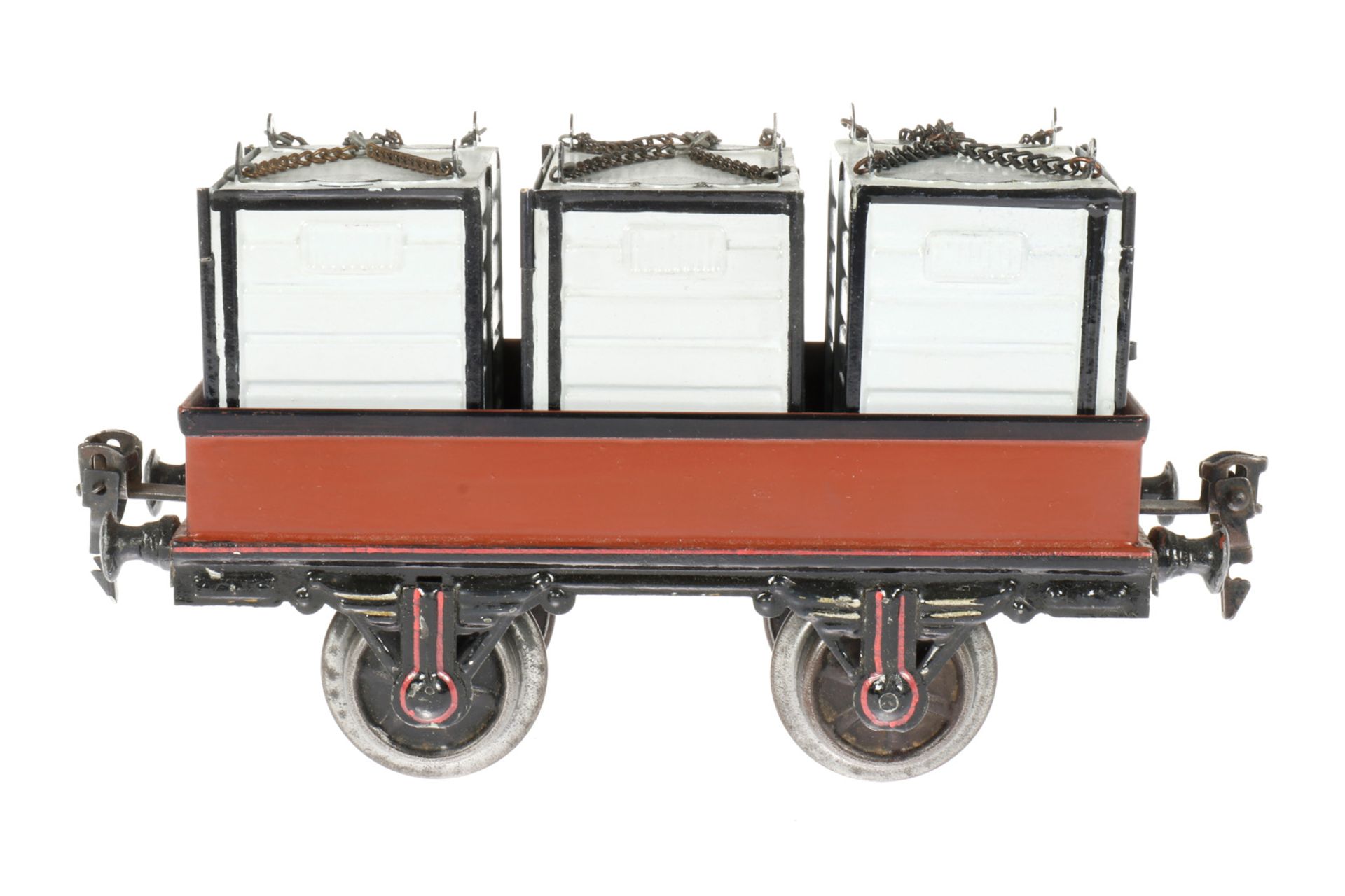 Replik-Seegepäckwagen, mit 3 Cotainern, wie Märklin 1898, S 1, handlackiert, hergestellt unter