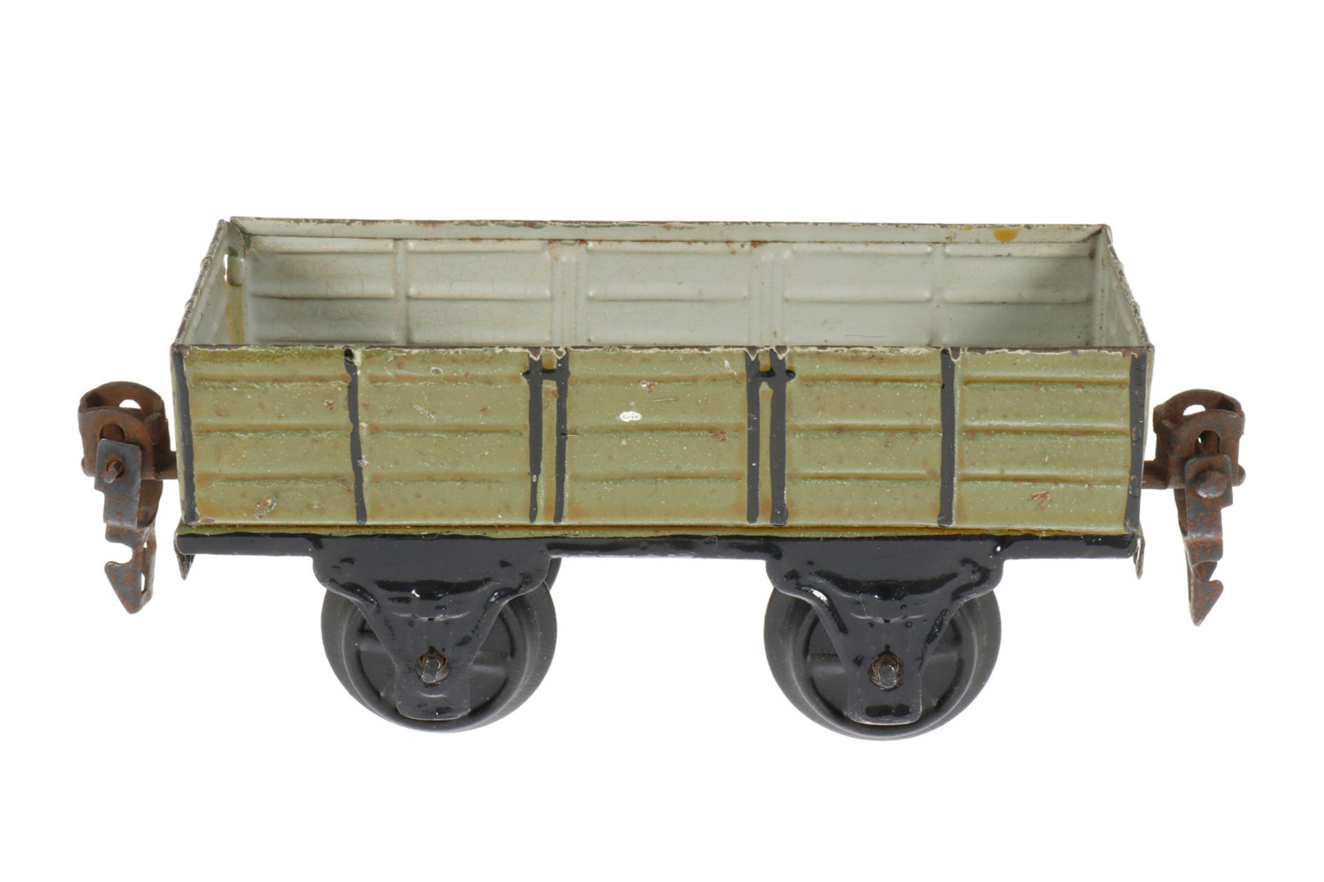 Märklin offener Güterwagen 1916, S 0, handlackiert, Alterungsspuren, L 11, Z 2