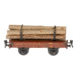 Märklin englischer Holztransportwagen 2884 NE, S 1, Chromlithographie, mit 2 Drehschemeln, Ketten