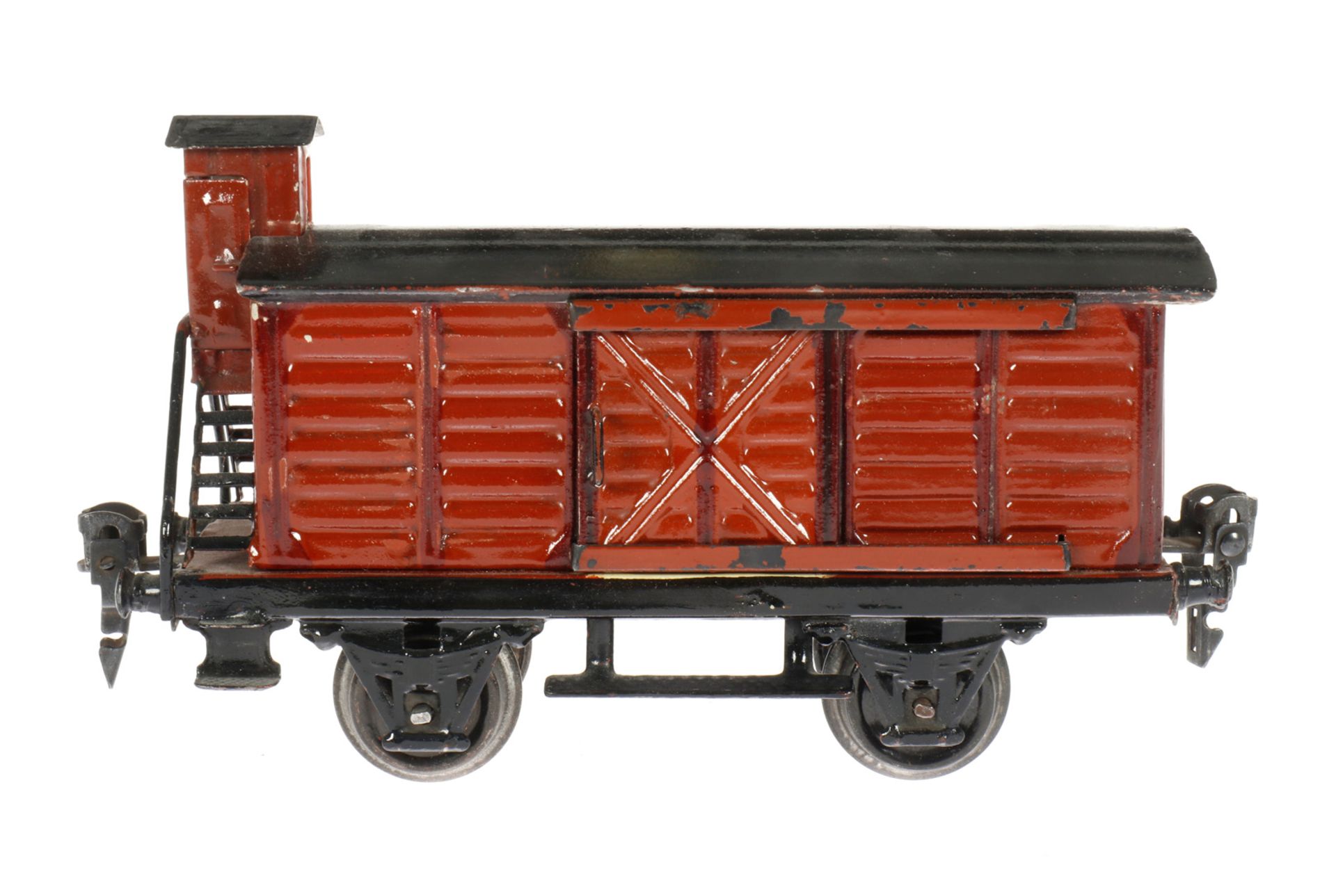 Märklin gedeckter Güterwagen 1929, S 0, handlackiert, 2 ST, mit BRHh, Bremserhausdach