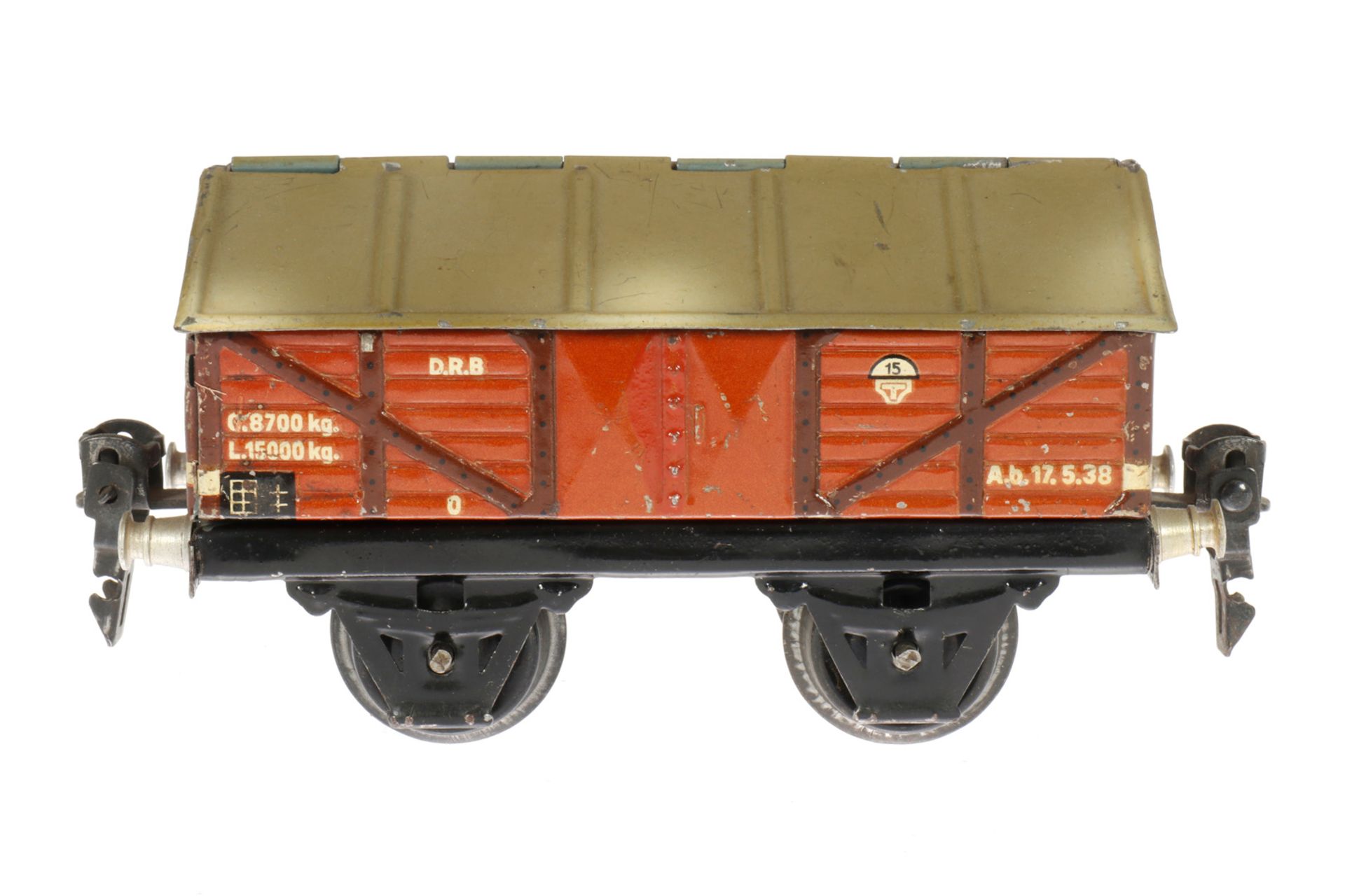 Märklin Klappdeckel-Zementwagen 1664, S 0, Chromlithographie, leichte Alterungsspuren, L 13, Z 2