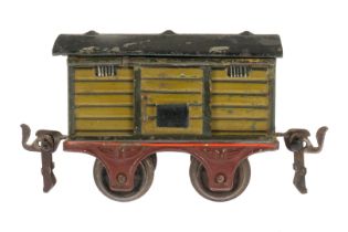 Märklin gedeckter Güterwagen 1857, S 0, handlackiert, 1 ST, Alterungs- und Gebrauchsspuren, Dach LS,