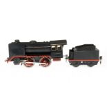 Märklin B-Dampflok, Spur 0, Uhrwerk intakt, schwarz, mit Tender, Z 4