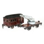 2 Märklin Wagen, Spur 0, 1 ergänzt, L 13 und 16,5, Z 4