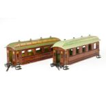 Märklin Schlaf- und Speisewagen 1842 und 1843, Spur 1, uralt, HL, ohne Drehgestelle und ohne