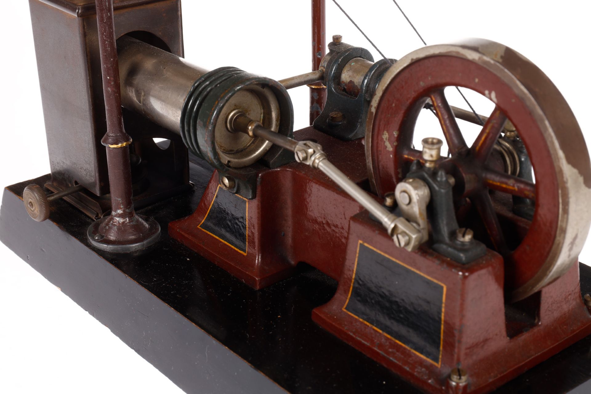 Plank Heißluftmotor, uralt, liegender feststehender Zylinder, auf Gusssockel, HL, mit - Bild 2 aus 4