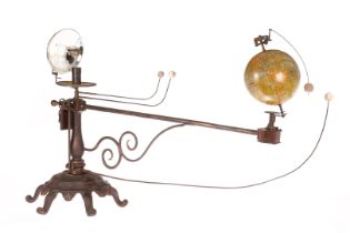 Planetarium um 1880, mit Kerzenbeleuchtung und Original-Glas-Reflektor, auf schwerem Guss-Fuß, mit
