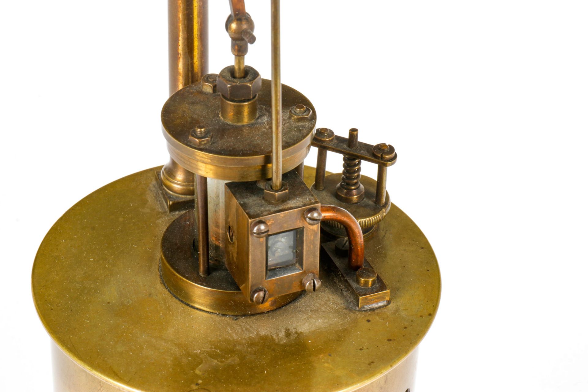 Radiguet stehende Dampfmaschine, Messingausführung, uralt, mit stehendem Glaszylinder, mit - Image 3 of 3