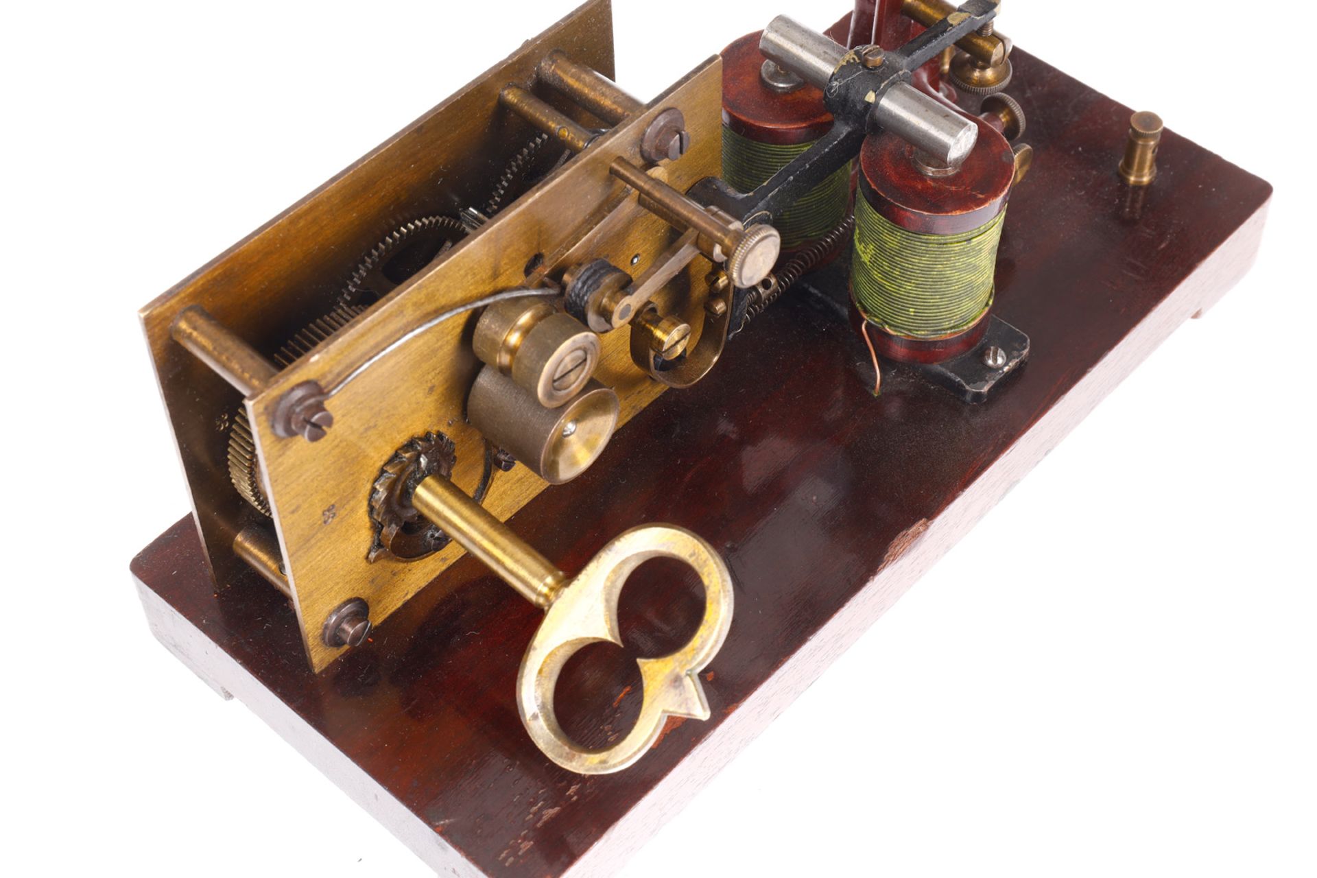 Carette Morsegerät, uralt, auf Holzsockel, intakt, L 20, Z 2 - Bild 3 aus 3