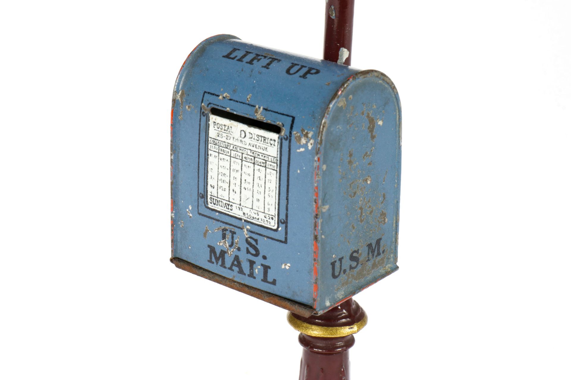 Bing amerikanische Straßenlaterne mit Briefkasten, HL, uralt, leichte Gebrauchsspuren, H 24, Z 2 - Bild 3 aus 6