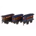 3 Bing Personenwagen, Spur 0, uralt, LS, L 11, Z 3