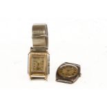 2 Damenarmbanduhren, Silber und vergoldet, um 1920, eine ohne Band, intakt, Gebrauchsspuren,