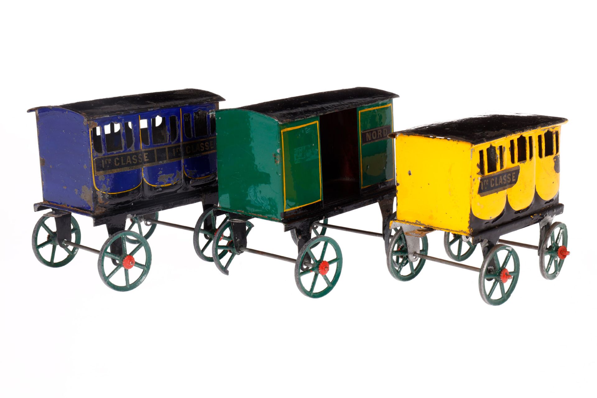 Dessein französischer Bodenläuferzug um 1870, 1-A Lok, mit 2A-Tender Nr. 4, mit 2 Personen- und 1 - Image 7 of 8
