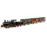 Märklin 5-teiliger Spur 1-Zug, uralt, HL, mit B-1 Dampflok 1021 D, 2A-Tender, Personenwagen 1941,