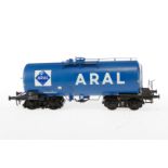 Eurotrain Aral Kesselwagen, Spur 0, Metall, blau, 1 Drehgestell lose, Alterungsspuren, L 27,5, sonst