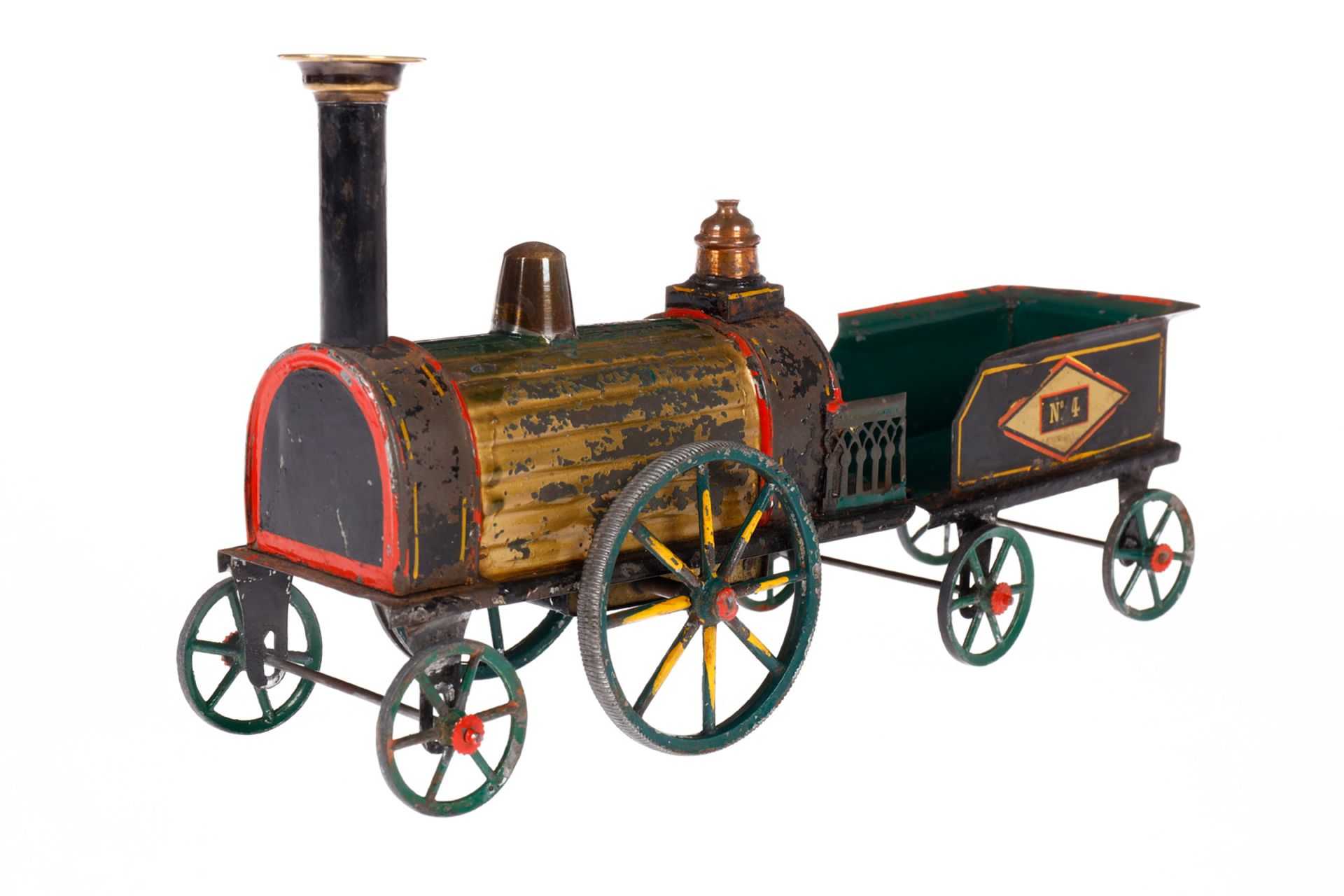 Dessein französischer Bodenläuferzug um 1870, 1-A Lok, mit 2A-Tender Nr. 4, mit 2 Personen- und 1 - Image 3 of 8