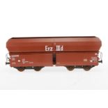 Eurotrain Erzwagen, Spur 0, Kunststoff, braun, Alterungsspuren, L 26,5, im Karton, Z 1-2