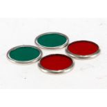 4 Replik-Gläser für Signale, rot und grün