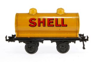 Bing Shell Kesselwagen, Spur 1, gelb, CL, LS tw ausgeb., L 19,5, Z 3