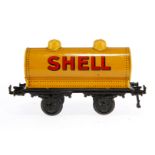 Bing Shell Kesselwagen, Spur 1, gelb, CL, LS tw ausgeb., L 19,5, Z 3