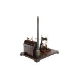 Plank Zwei-Zylinder-Schiffsdampfmaschine 426/4, liegender Kessel, KD 7, uralt, mit Armaturen und