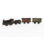 Bing Zug, Spurweite 25 mm, mit Lok, Tender und 2 Wagen, Z 4