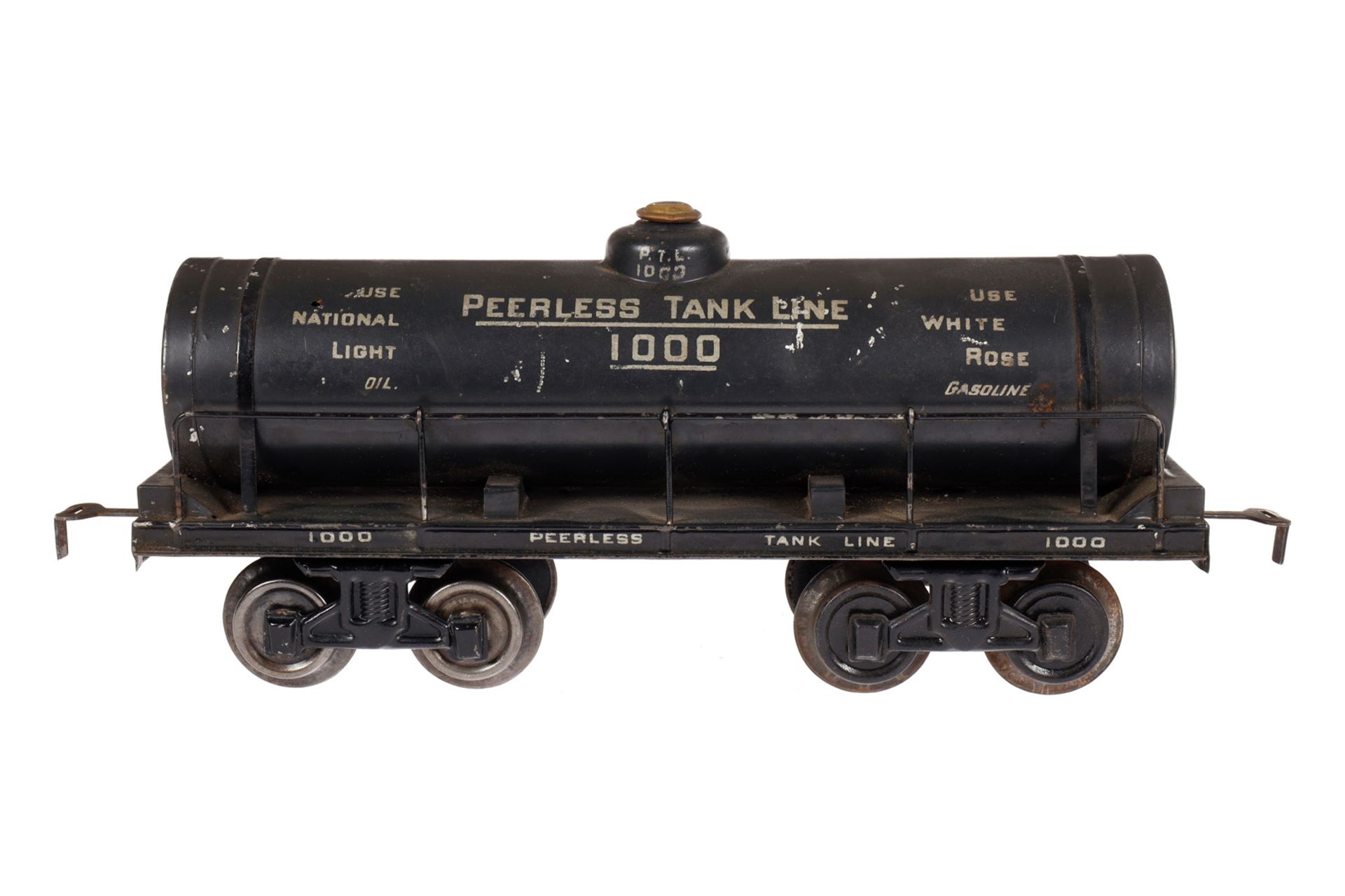 Bing amerik. Kesselwagen ”Peerless Tank Line 1000”, Spur 1, HL, 4A, seitlich in Kesselwand 3