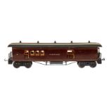 Bing Baggage Car, Spur 1, uralt, HL, 2 AT, 4 ST, 4A, Oberlichtdach mit 4 imit. Lüftern, leichte