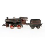 Bing B-Dampflok 3105, Spur 1, Uhrwerk intakt, schwarz, mit Tender, LS, Z 3