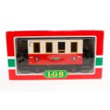 LGB Personenwagen 3011, Spur G, rot/beige, Alterungsspuren, OK, Z 2