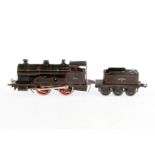 Bing B-Dampflok 3741, Spur 0, Uhrwerk intakt, schwarz, mit Tender, LS, Z 3