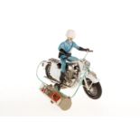 Bandai Motorradfahrer ”Honda”, Japan, mit Fahrerfigur und Fernsteuerung, batteriebetrieben, tw