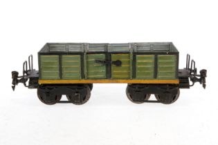 Märklin offener Güterwagen 1845, Spur 1, uralt, HL, 2 x 2 LTH, tw nachlackiert, LS, L 26, Z 4