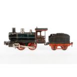 Märklin B-Dampflok, Spur 1, uralt, Uhrwerk intakt, HL, mit Tender, Kleinteile tw NV, LS und