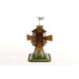 Plank Windmühle, uralt, HL, mit Windrad und Fahne, Alterungsspuren, H 22, Z 2