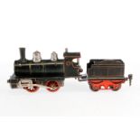 Märklin B-Dampflok, Spur 0, uralt, Uhrwerk intakt, HL, mit Tender, Bremse und v+r, LS tw ausgeb.,