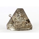 Antike Schokoladenform, Nikolaus mit Motorrad, Nr. 4216, Alterungs- und Gebrauchsspuren, L 16, Z 2-