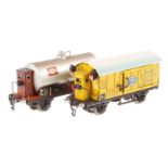 2 Märklin Güterwagen, Spur 0, HL, CL und ÜL, NV, L 18,5, Z 4