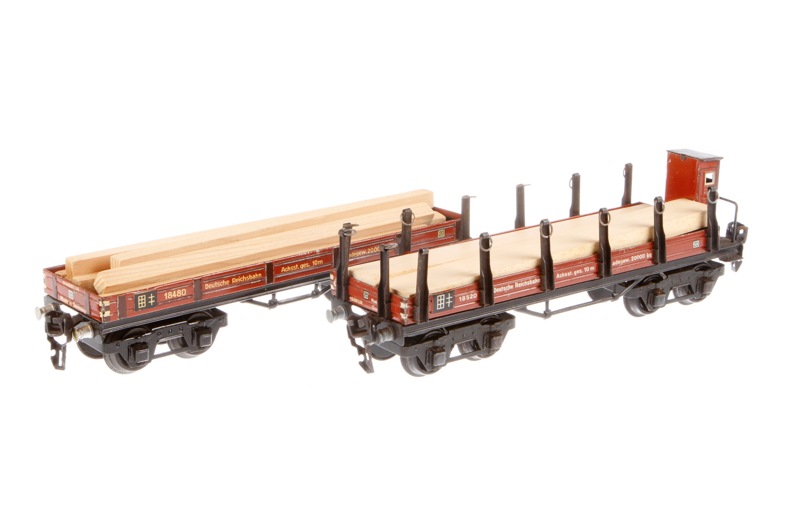 2 Märklin Güterwagen 1848 und 1852, Spur 0, CL, 1 mit BRH, LS, NV, L 24,5, Z 3