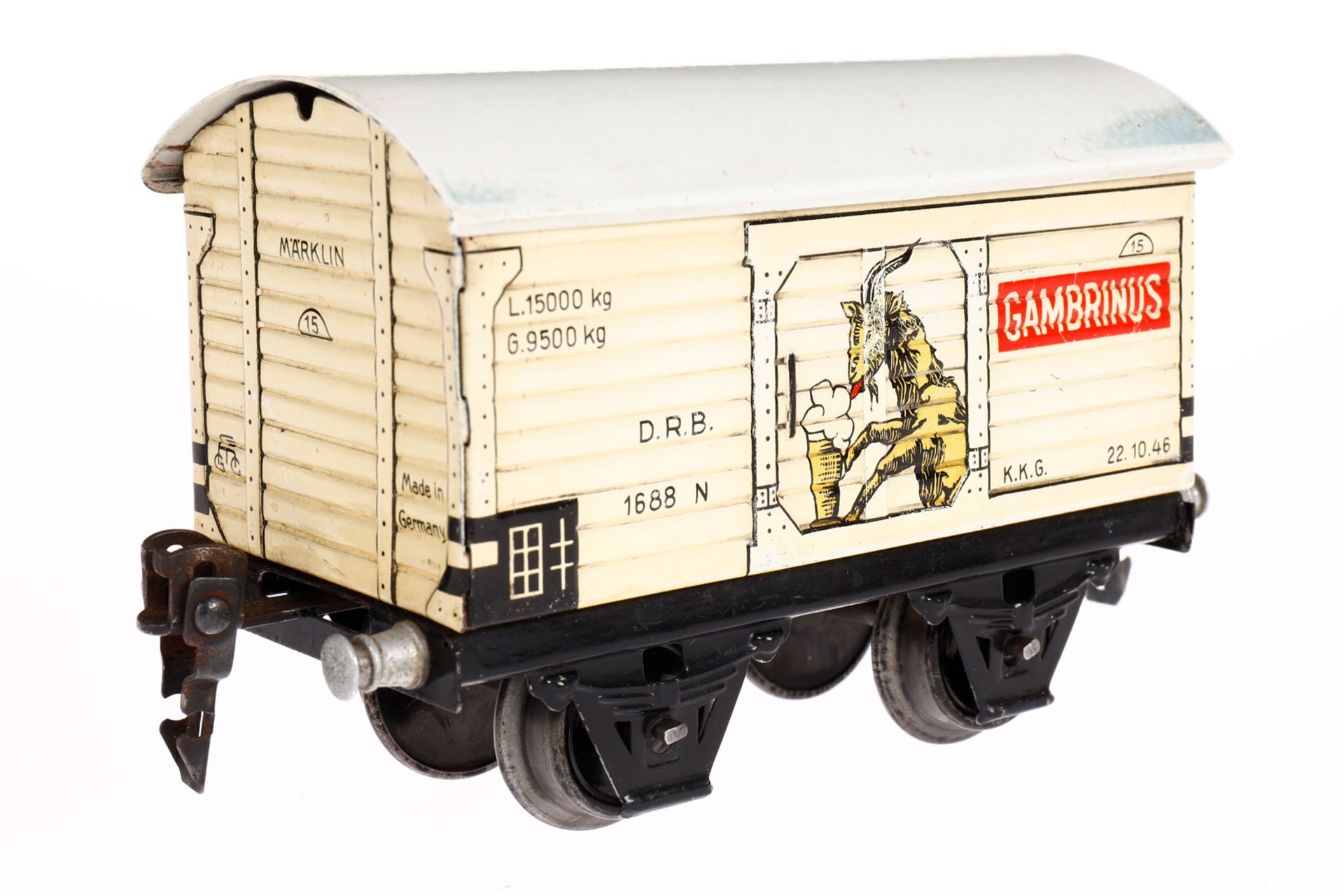 Märklin Gambrinus Bierwagen 1688, Spur 0, CL, mit ST, LS und gealterter Lack, L 13, sonst noch Z 2 - Bild 2 aus 4