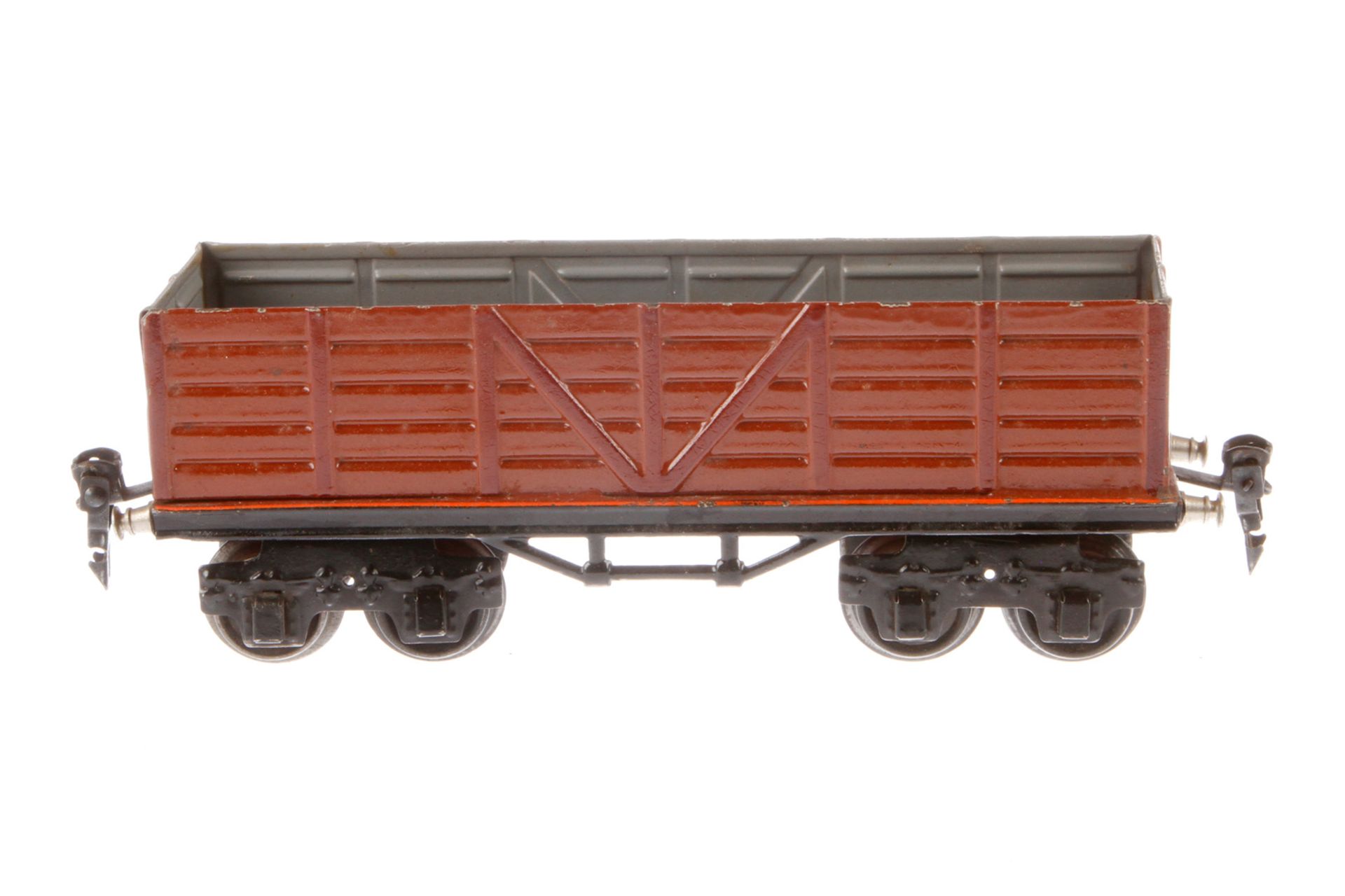 Märklin Hochbordwagen 1949, Spur 0, HL, LS tw ausgeb., gealterter Lack, L 21,5, Z 3