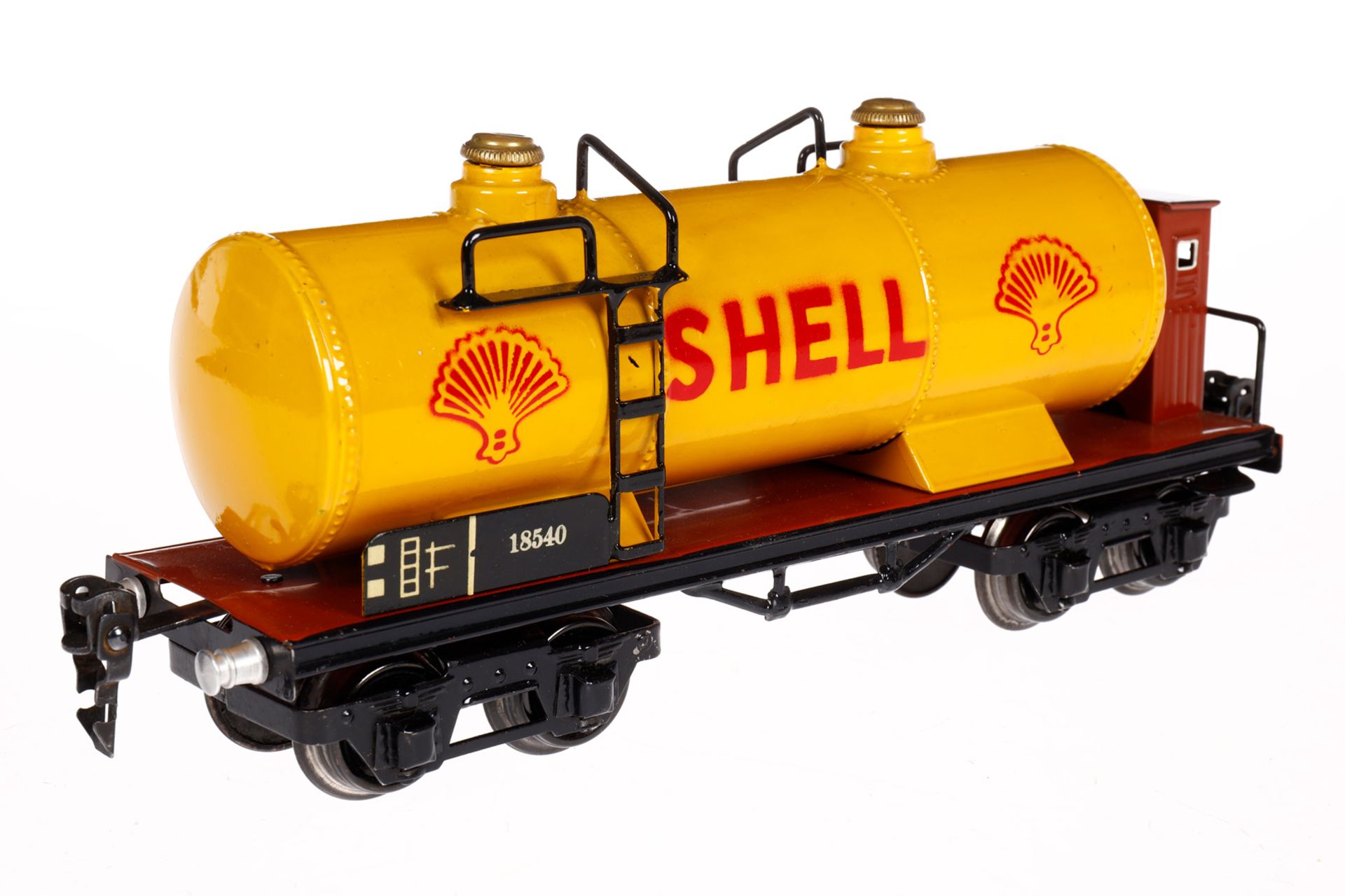 Märklin Shell Kesselwagen 1854, Spur 0, HL, mit BRH, LS und gealterter Lack, L 24,5, im leicht - Bild 3 aus 5