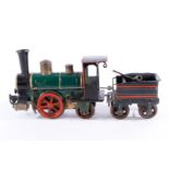 Märklin A-1 Dampflok 1021, mit Tender, Spur 1, uralt, HL, nur vorwärts, mit Bremse, Uhrwerk def.,