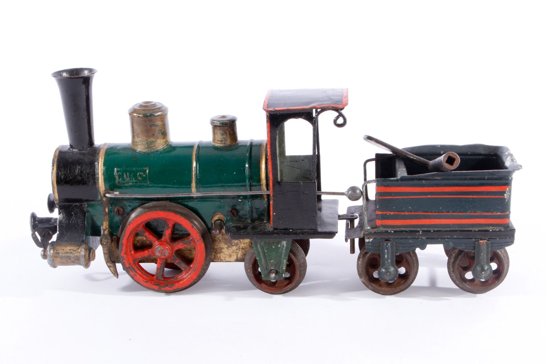 Märklin A-1 Dampflok 1021, mit Tender, Spur 1, uralt, HL, nur vorwärts, mit Bremse, Uhrwerk def.,