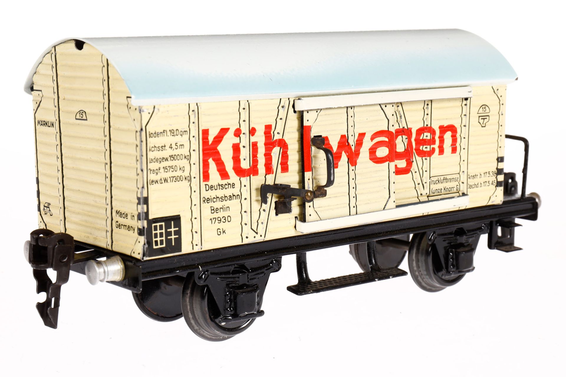 Märklin Kühlwagen 1793, Spur 0, CL, mit BRH und 2 STH, LS und gealterter Lack, L 18,5, im leicht - Bild 3 aus 5