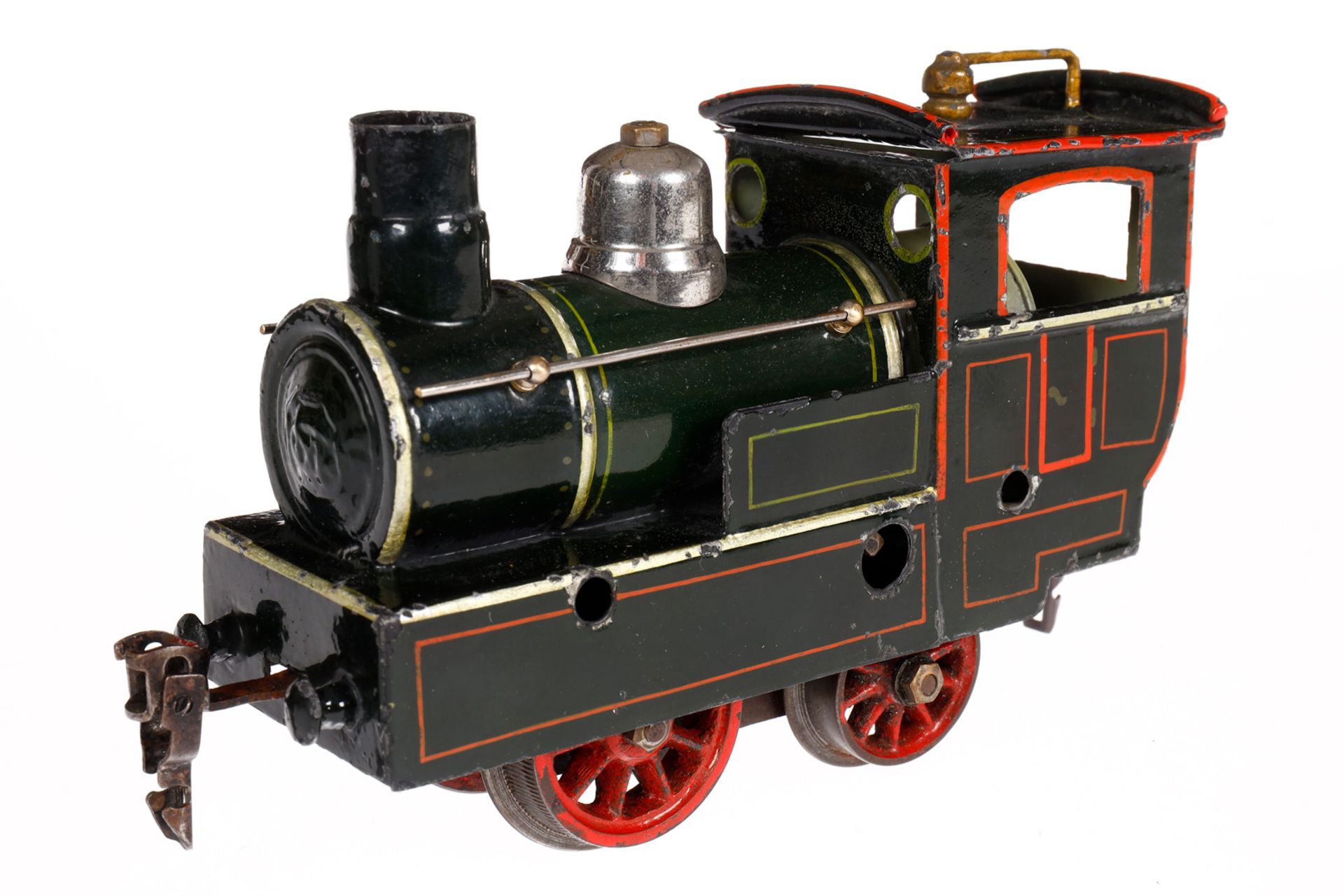 Märklin Zahnradlok L 1060, Spur 0, uralt, Uhrwerk intakt, grün/schwarz, mit Schlüssel, Klarlack, - Bild 2 aus 8