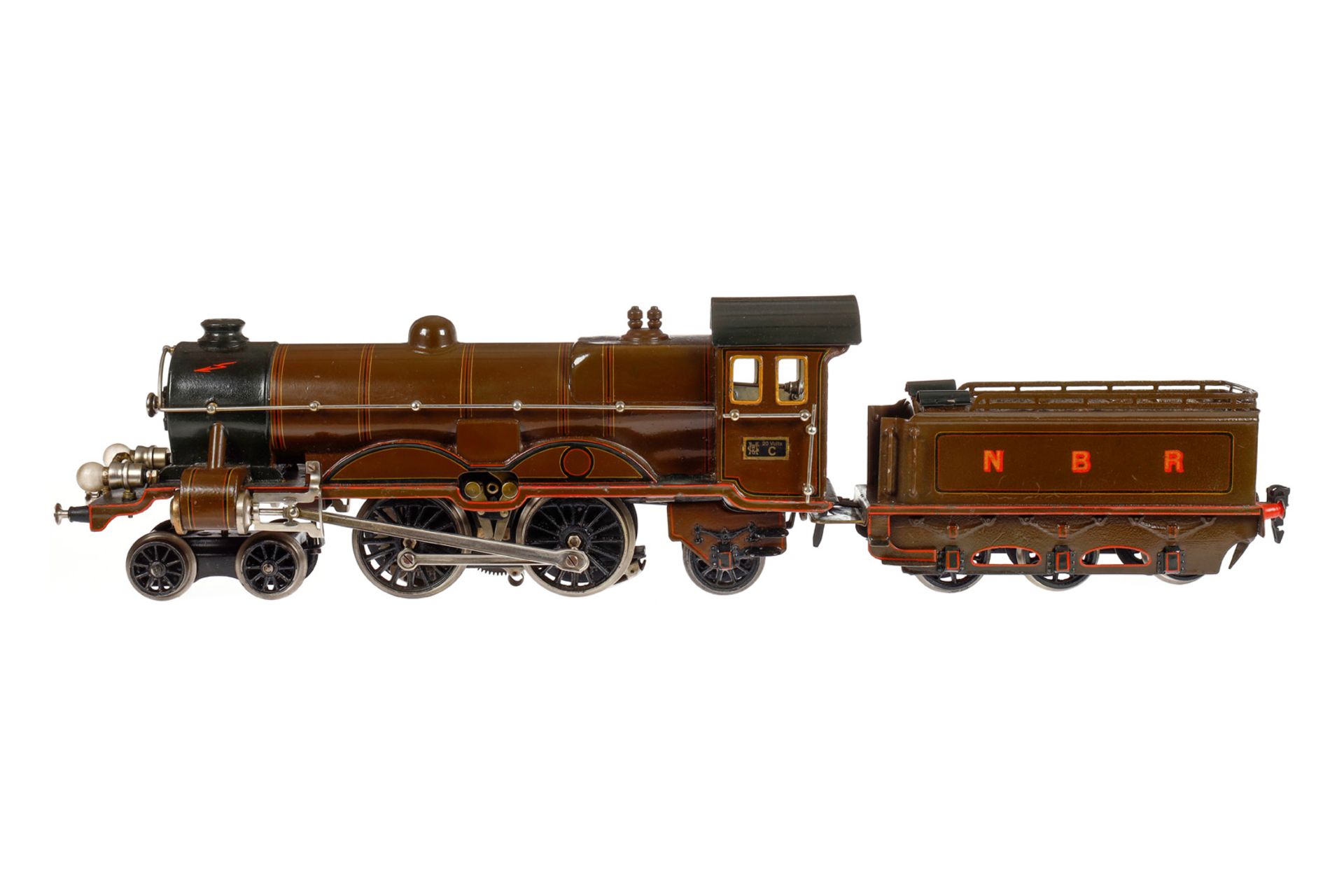 Märklin engl. 2-B-1 Dampflok CE 65/13021, Spur 1, elektr., braun/schwarz, mit Tender und 2 el.