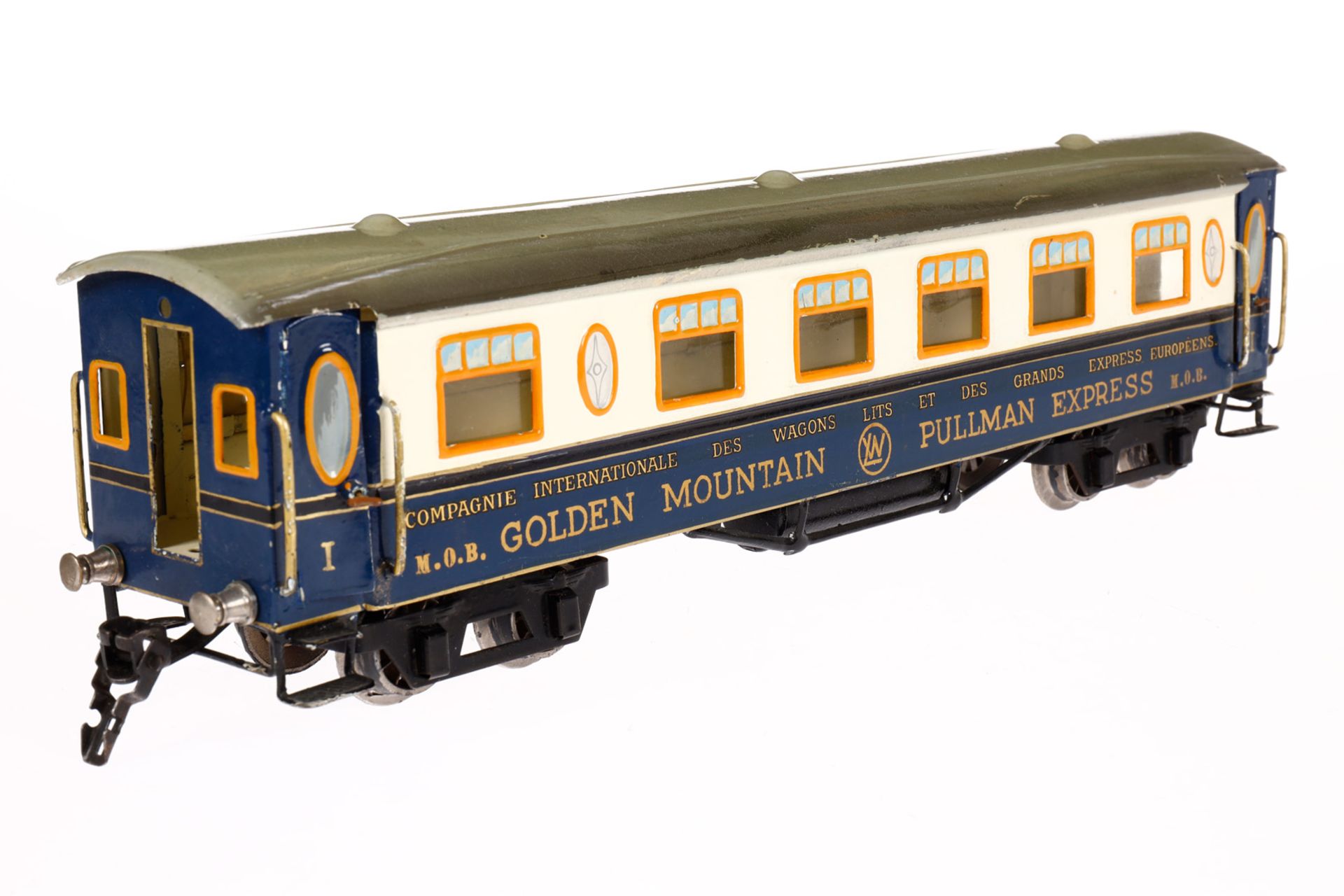 Märklin schweizer Personenwagen 2890 MOB, Spur 0, HL, mit 4 AT, LS und gealterter Lack, L 35,5, im - Bild 3 aus 6