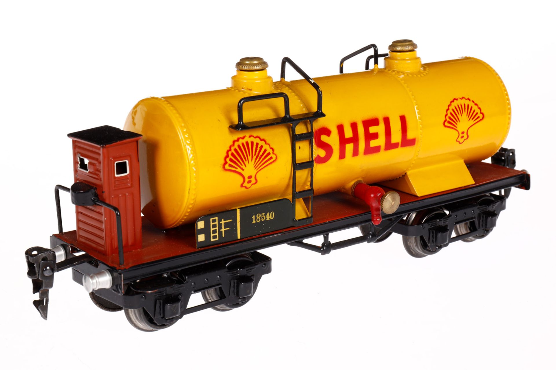 Märklin Shell Kesselwagen 1854, Spur 0, HL, mit BRH, LS und gealterter Lack, L 24,5, im leicht - Bild 2 aus 5