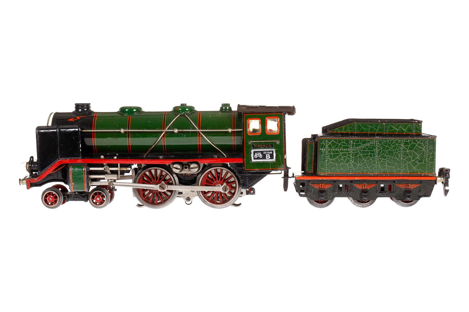 Märklin 2-B Dampflok E 66/12920, Spur 0, elektr., grün/schwarz, mit Tender, kW und 2 el. bel.